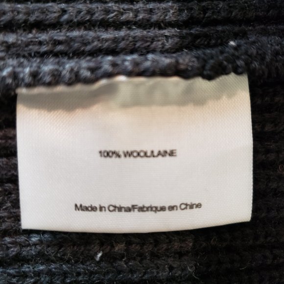 Tory Burch Heavy Warm 100% Wool Oversize Sweater Black Gray Wide Stripe M - Picture 10 of 14